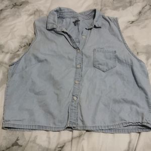 4/$10 Chambray Cropped Button Down